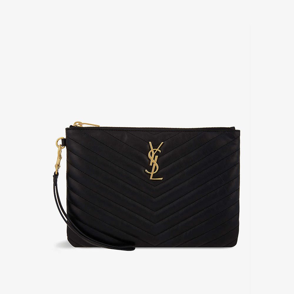 Rent Buy Saint Laurent Monogram Quilted Leather Pouch